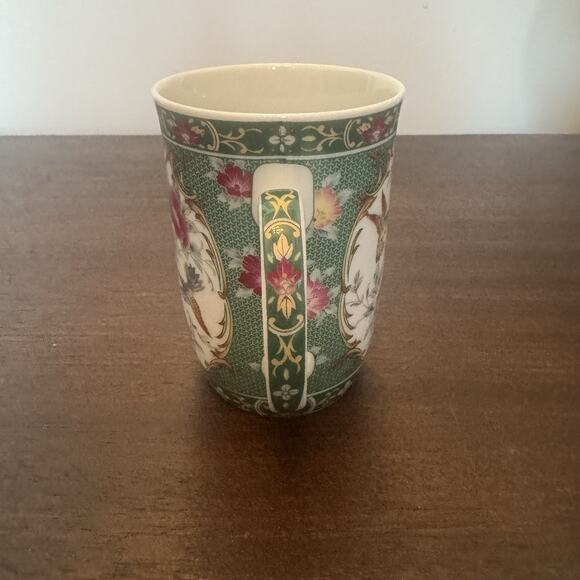 VTG Otagiri Japan Gallery Hummingbird Mug Tea Cup Floral Green Pink Birds Asian - Picture 2 of 11